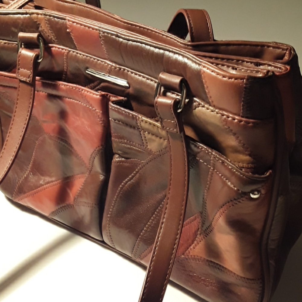 Vintage Sears Block Leather Shoulder Bag Purse